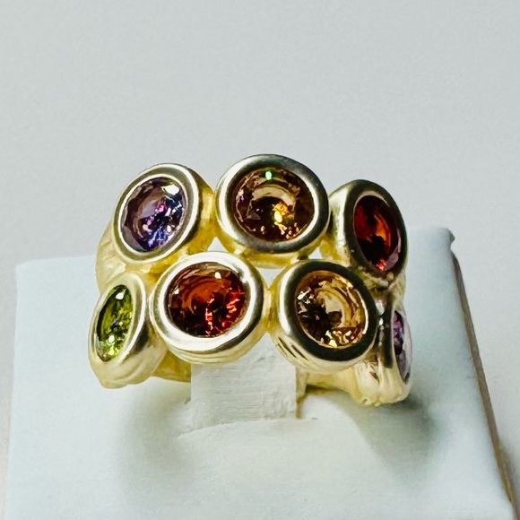DOUBLE STRAND MULTIPLE COLOR CZ STONE BEZEL SET - Picture 1 of 6
